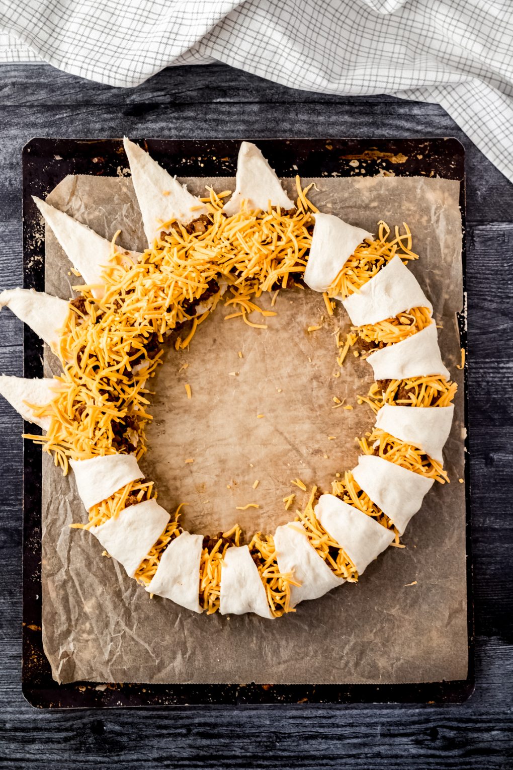 a venison taco ring being assembled