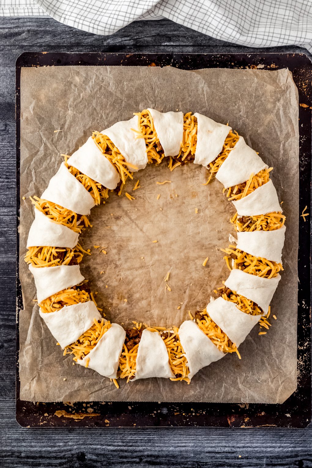 an assembled and uncooked venison taco ring