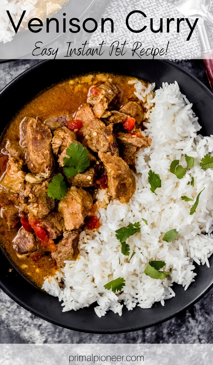 a bowl of instant pot venison curry