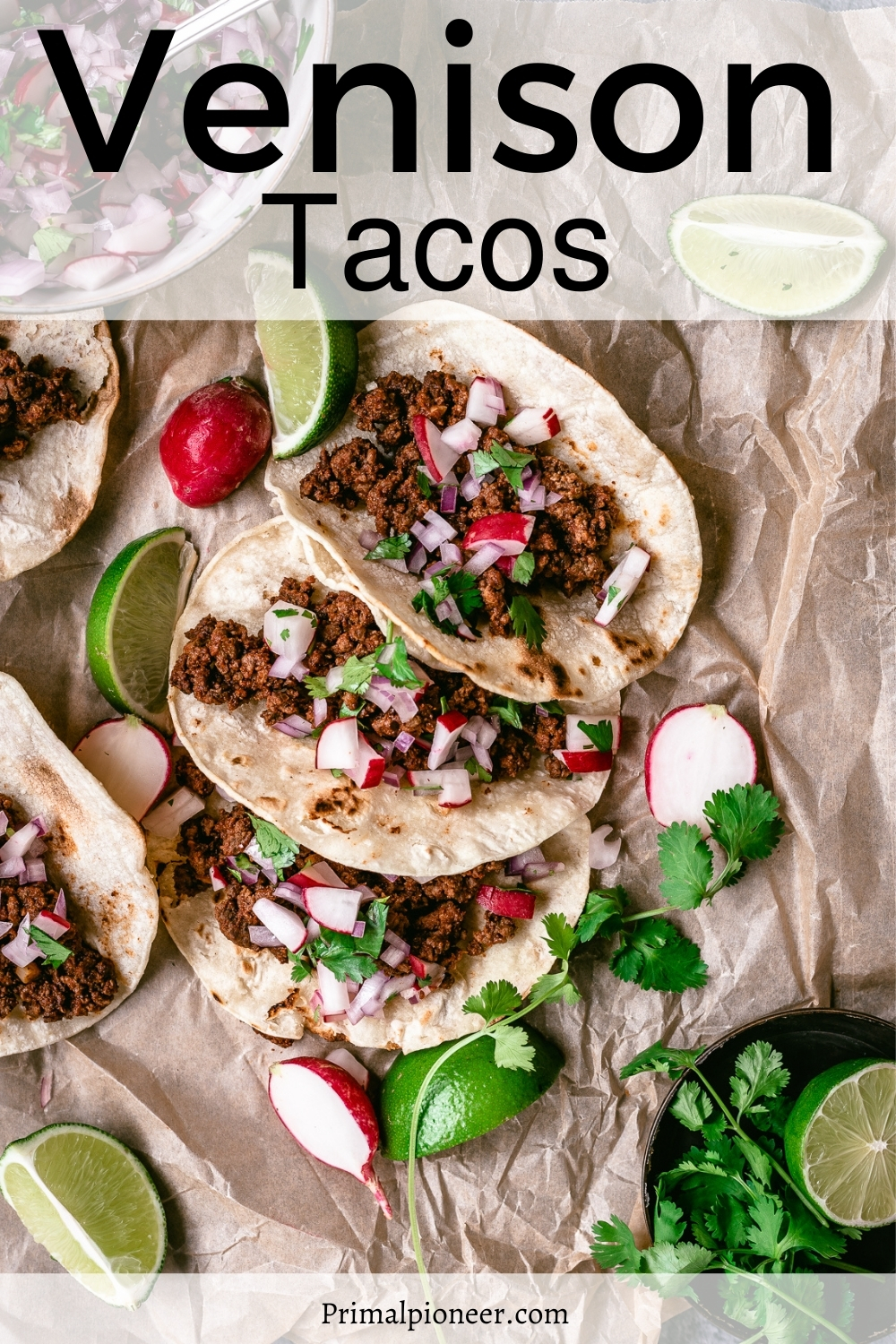 ground venison tacos pinnable image