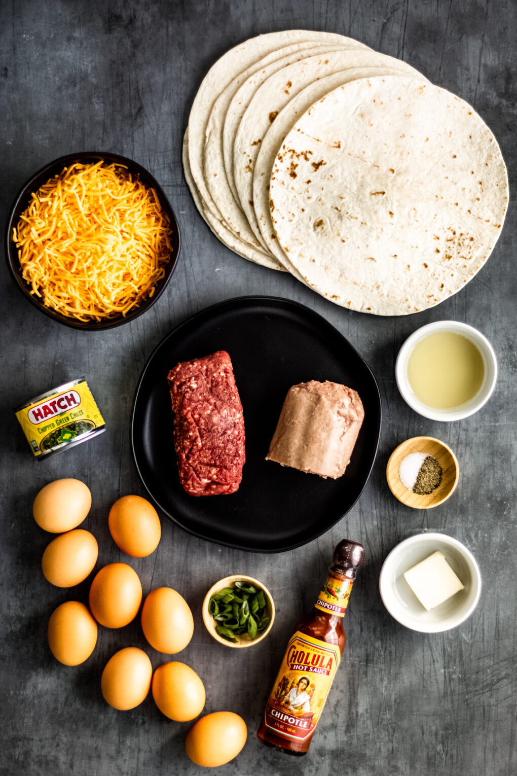 ingredients to make elk breakfast enchiladas